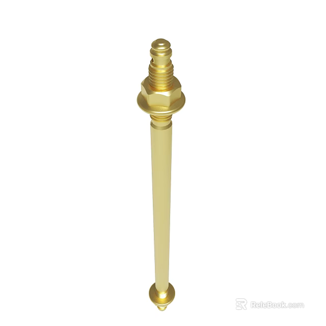 Golden Metal Bolt With Hexagon Head And Threaded Cylindrical Shaft 3d model 