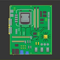 Detailed Green Electronic Circuit Board With Chips Capacitors Resistors And Connectors