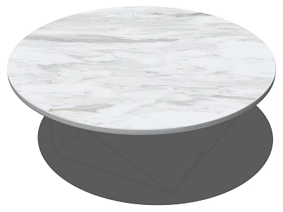 Stylish Round Coffee Table With White Marble Top And Geometric Metal Base 3d model