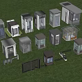 Various Styles of Modern Security Booths and Gates Displayed on Green Grass