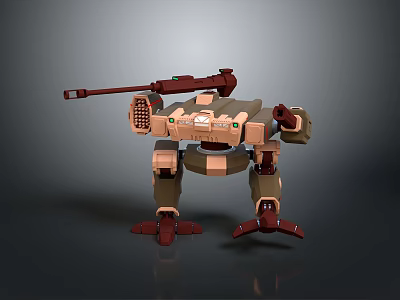 Sci Fi Mech Robot Character With Cannon Arm And Armored Mechanical Limbs 3d model