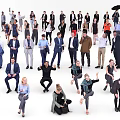 Modern multi-person business leisure figures office figures 3d model