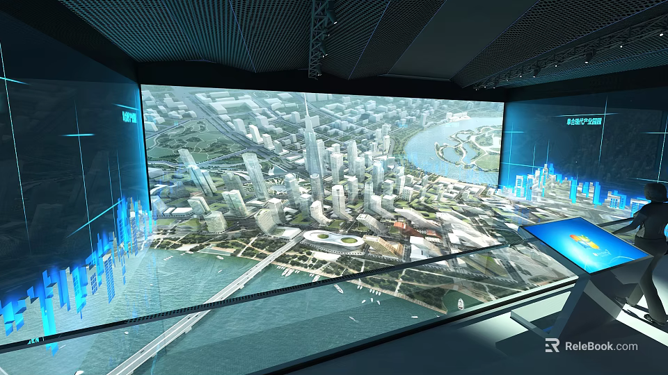 Interactive Commercial Display Equipment for Urban Planning Visualization with High Tech Screen 3d model 