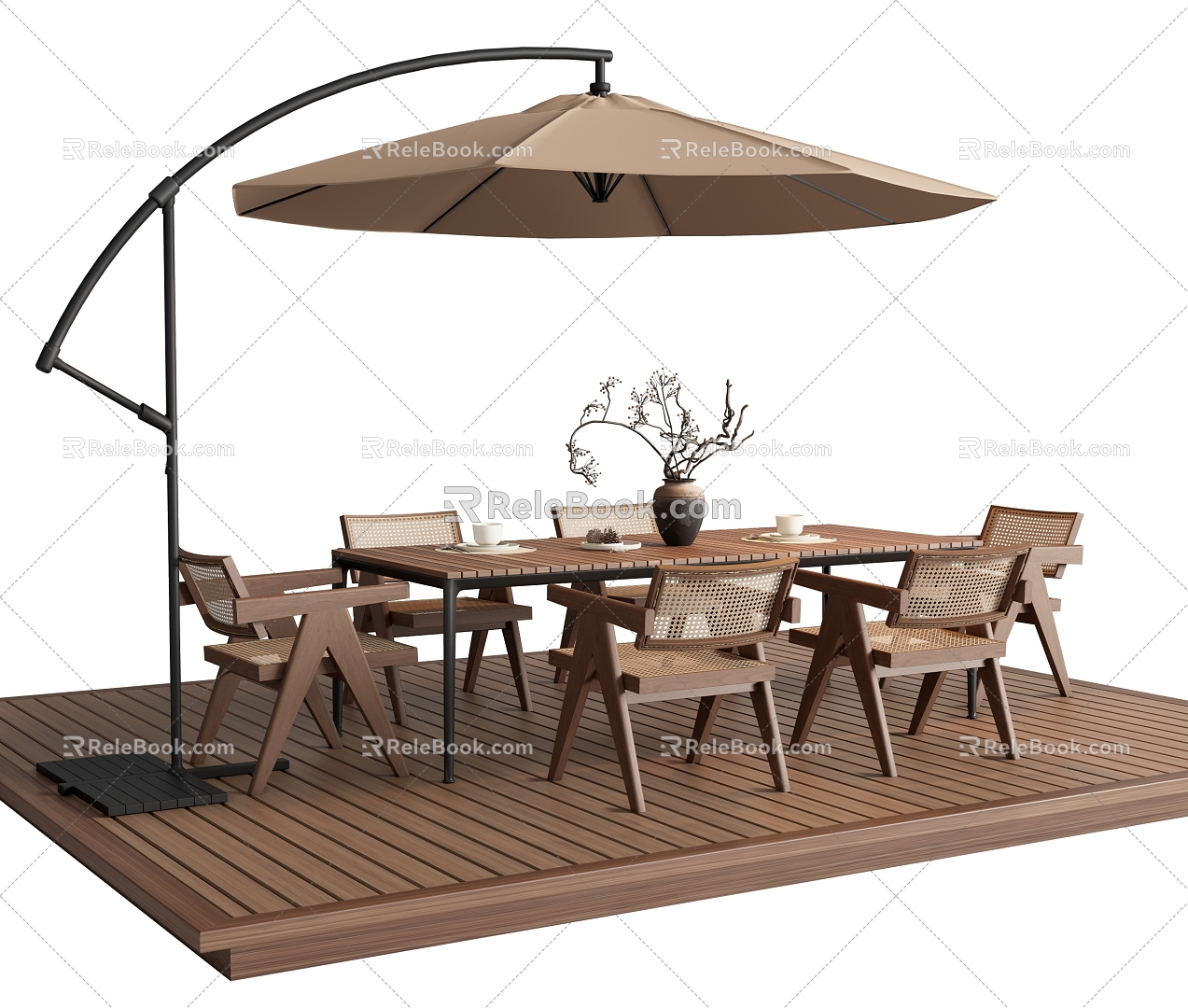 Outdoor Tables and Chairs Outdoor Dining Tables and Chairs Rattan Outdoor Chair Anti-corrosion Umbrella Wood model