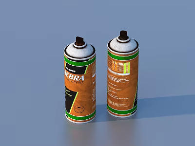 Zebra Brand Spray Cans with Green and Brown Labels and White Nozzles 3d model Zebra Brand Spray Cans with Green and Brown Labels and White Nozzles 3d model