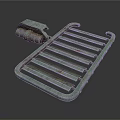 Greenish Oxidized Rusty Metal Equipment With Parallel Bars And Coiled Component