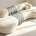 Luxury Cream White Irregular Shaped Plush Sofa With Decorative Blanket And Pillows For Modern Interior