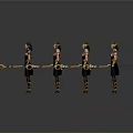 Female Characters Wearing Gold And Black Armor Holding Spears Standing Against Grey Background