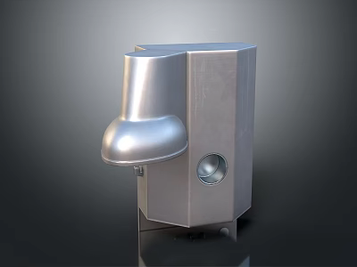 Silver Metal Electronic Appliance With Modern Design Curved Component And Circular Port 3d model