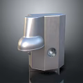 Silver Metal Electronic Appliance With Modern Design Curved Component And Circular Port