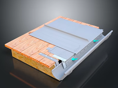 Building Joint Equipment With Wooden Substrate Gray Metal Plates And Green Fasteners 3d model