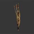 Traditional Bow and Arrow Weapon Set with Decorative Quiver and Feathered Arrows