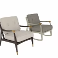 Stylish Armchairs with Cream and Gray Upholstery Gold Accents Wooden Frames and Rocking Design