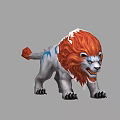 Fierce Lion Game Movie Character With Red Mane White Body Blue Markings And Dark Claws
