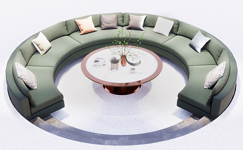 Modern Multiplayer Sofa Shaped Sofa 3d model