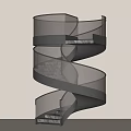 Modern Spiral Staircase With Black Metal Frame Glass Railing And Marble Steps