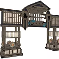 Traditional Chinese Wooden Memorial Archway With Classical Carvings And Decorative Plaques
