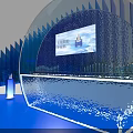 Doubleskin Hyaluronic Acid Serum Display With Glass Containers In Modern Blue Scene