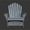 Light Blue Wooden Adirondack Chair With Slatted Backrest And Armrests For Outdoor Patio