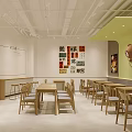 Modern Chinese Porridge Restaurant Exterior With Light Green White Design Orange Chairs And Green Plant