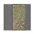 Green Plant Wall With Lush Greenery And Pink Flowers For Modern Interior Design