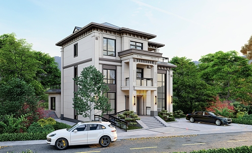 New Chinese style single-family villa 3d model