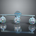 Elegant Home Decorative Accessories With Three Shiny Gemstone Balls On Metal Bar