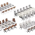 Modern Conference Table Collection With Rolling Office Chairs And Multiple Color Options 3d model