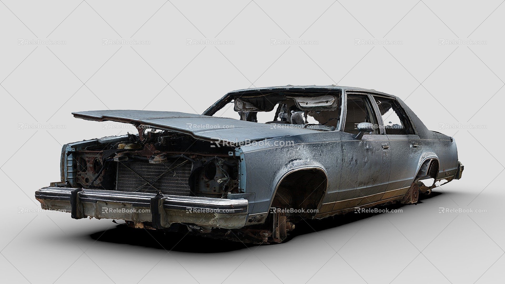 Destroyed 80 s car 3d model