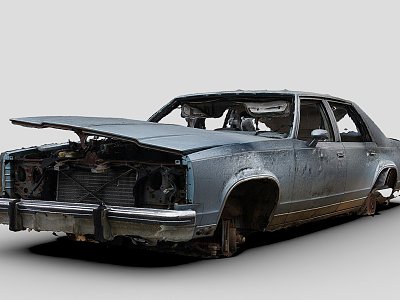 Destroyed 80 s car 3d model