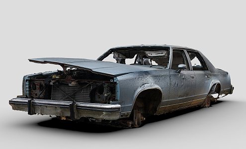 Destroyed 80 s car 3d model