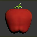Fresh Shiny Red Apple with Green Leaf on Smooth Dark Background