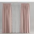 Elegant Pink Polka Dot Window Curtains With White Sheer And Red Pom Pom Trim Design