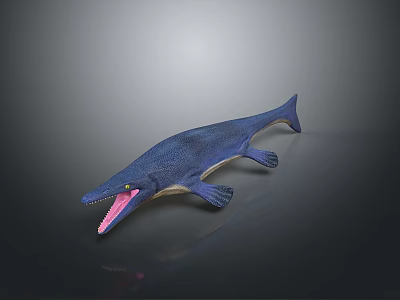 Blue Aquatic Animal With Long Snout Flippers And Open Mouth 3d model