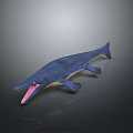 Blue Aquatic Animal With Long Snout Flippers And Open Mouth