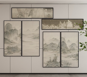 New Chinese Style Decorative Hanging Painting 3d model