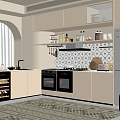 modern kitchen open kitchen cabinet combination 3d model