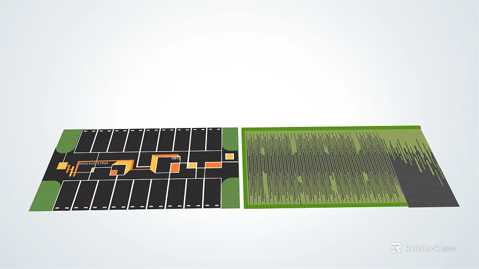 Other Design Layout With Black Orange Patterns And Green Striped Elements 3d model