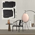 Modern Leisure Chair In Minimalist Interior With Round Floor Lamp And Wooden Side Table