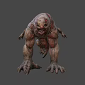 Terrifying Muscular Monster Character With Red Eyes And Rough Skin For Game Or Movie