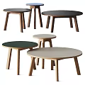 Modern Minimalist Coffee Tables Collection With Wooden Legs And Round Tops In Various Neutral Tones