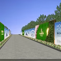 Honesty Fortification Advertising Fence With Green Trees Road And Bottom Flower Plants