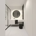 Modern Minimalist Living and Dining Room With Built In TV Wall And Marble Coffee Table