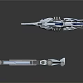 Two Futuristic Space Exploration Mechanical Models With Metallic Structure And Reflective Surface