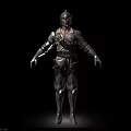 Man in Medieval Armor 3D Model with Standing Pose and Metallic Details