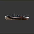 Intricate Blue Wooden Boat Model Featuring Apparatus And Upper Structure Design