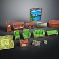 Wooden And Green Furniture Equipment Including Sofa Cabinet Carpet And Piano