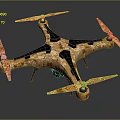Camouflage Orange Black Four Rotor Drone With Propellers And Landing Gear