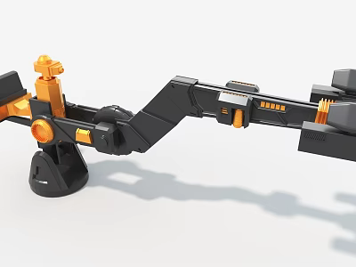 Industrial Robotic Arm With Black And Orange Rotating Mechanical Joints For Manufacturing Automation 3d model
