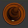 Orange Witch Hat with Black Belt and Gold Buckle Conical Crown and Round Brim